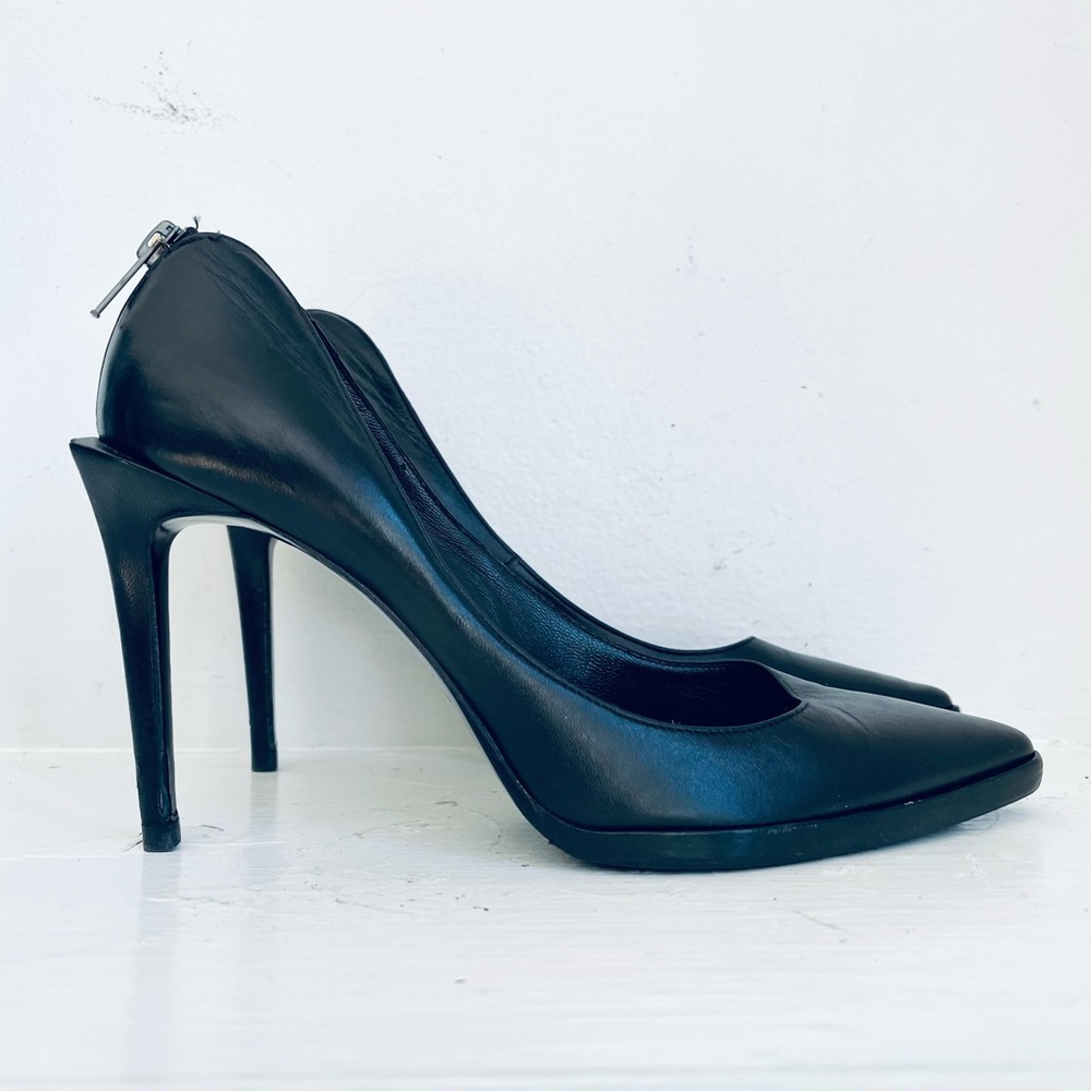 Helmut Lang Black Leather Pointed-Toe Stiletto Pumps
